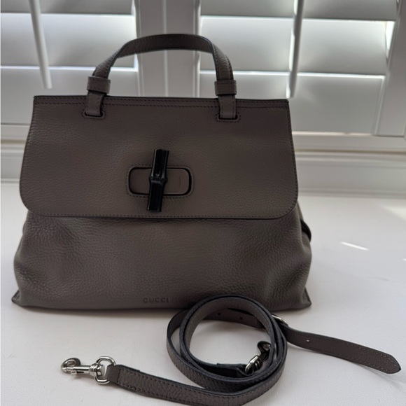 New condition LUXE Bamboo Daily Top Handle Bag with strap in grey - Picture 2 of 16